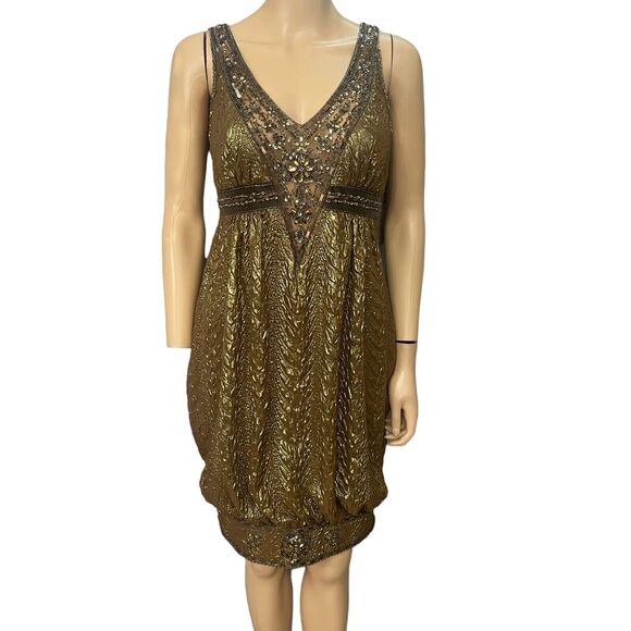 NEW Y2K Sue Wong Nocturne Beaded Cocktail Dress Fairy Whimsigoth Crinkle - Picture 2 of 14